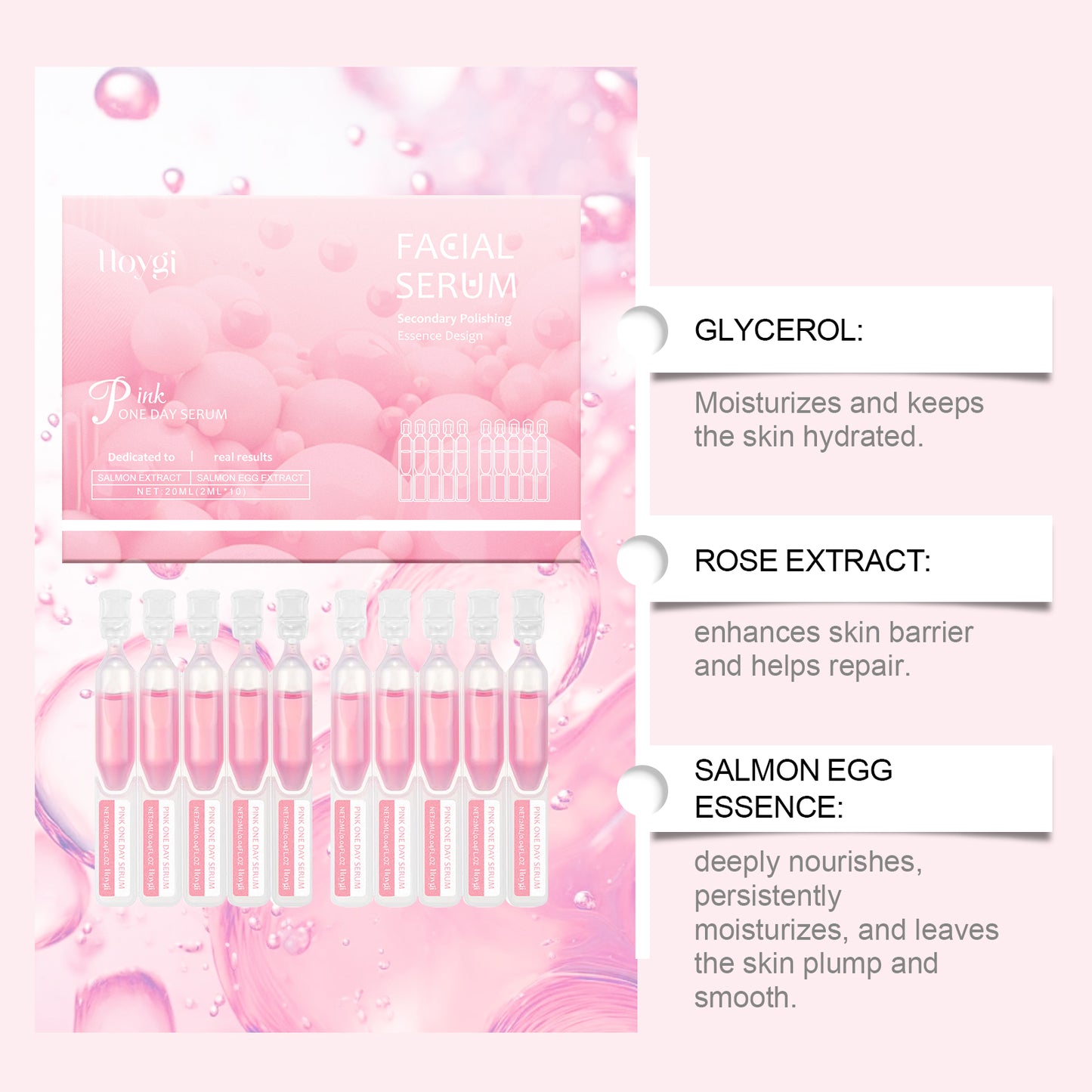 Hoygi Firming and Moisturizing Ampoule Serum Moisturizing Balancing Oil and Water Delicate Pores Softening Firming Skin