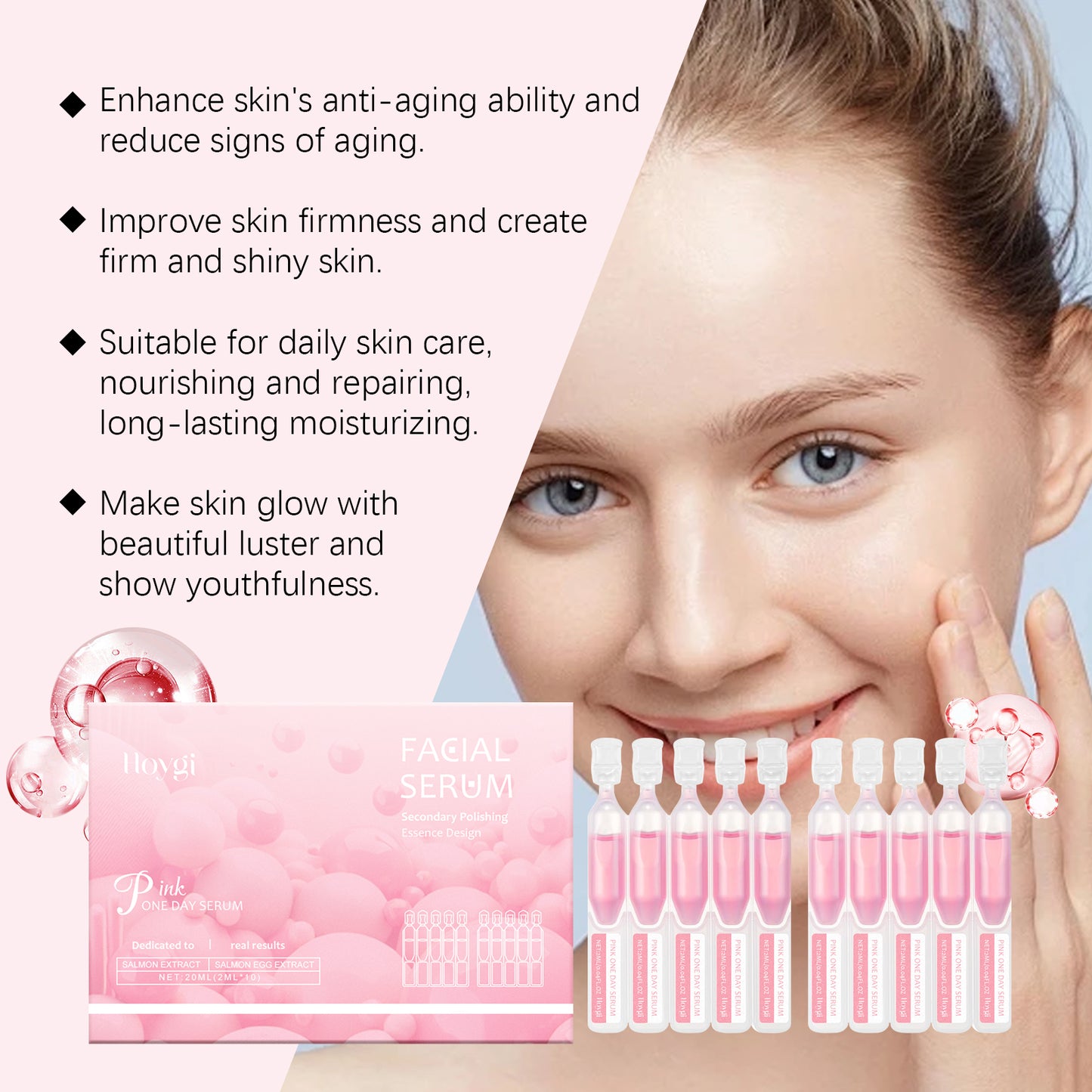 Hoygi Firming and Moisturizing Ampoule Serum Moisturizing Balancing Oil and Water Delicate Pores Softening Firming Skin