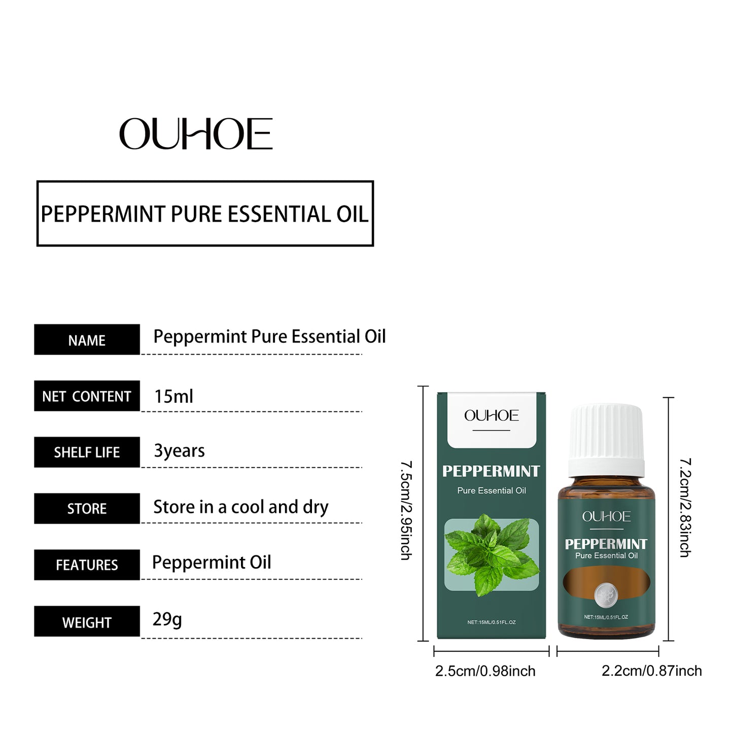 OUHOE Mint Soothing Massage Essential Oil Skin Care Moisturizing Body Care Plant Essential Oil Massage Oil - Makeupforest