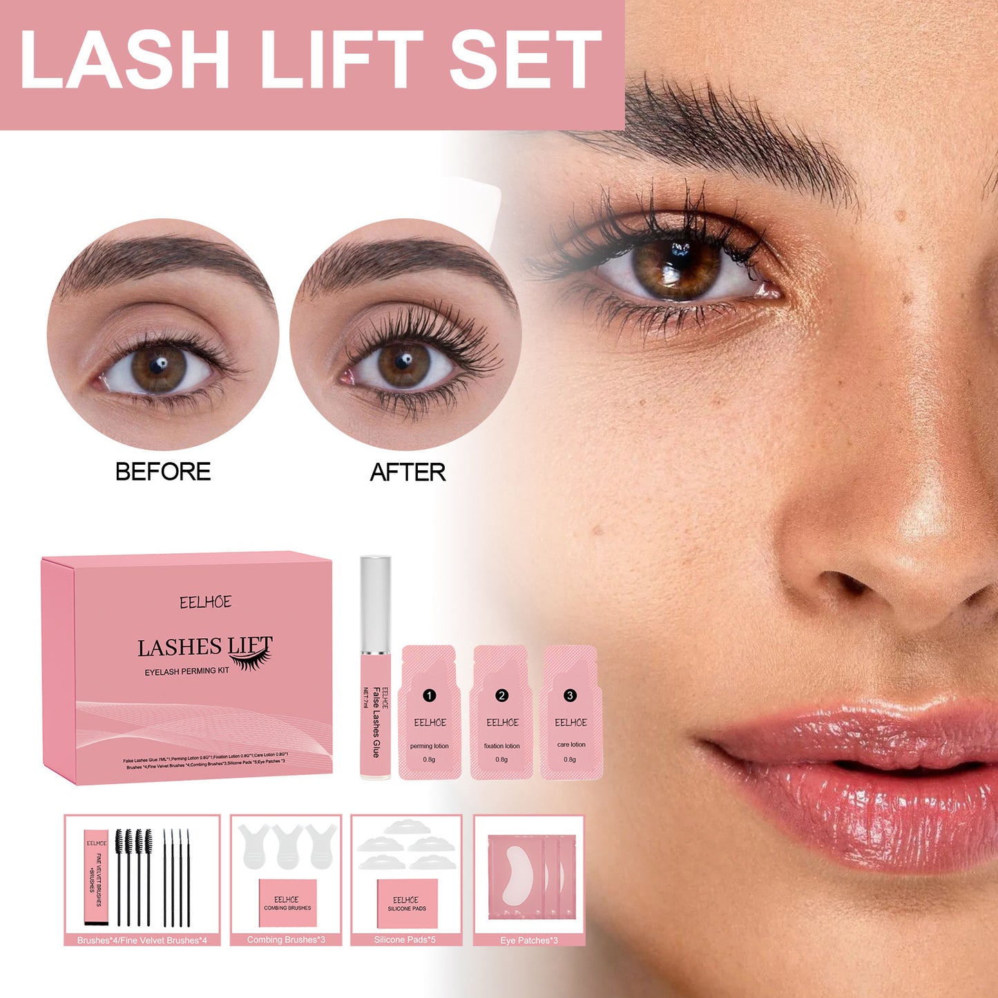 Curling Eyelash Set Natural and Beautiful Long Thick Curling Mild Not Smudge Eyelash Set