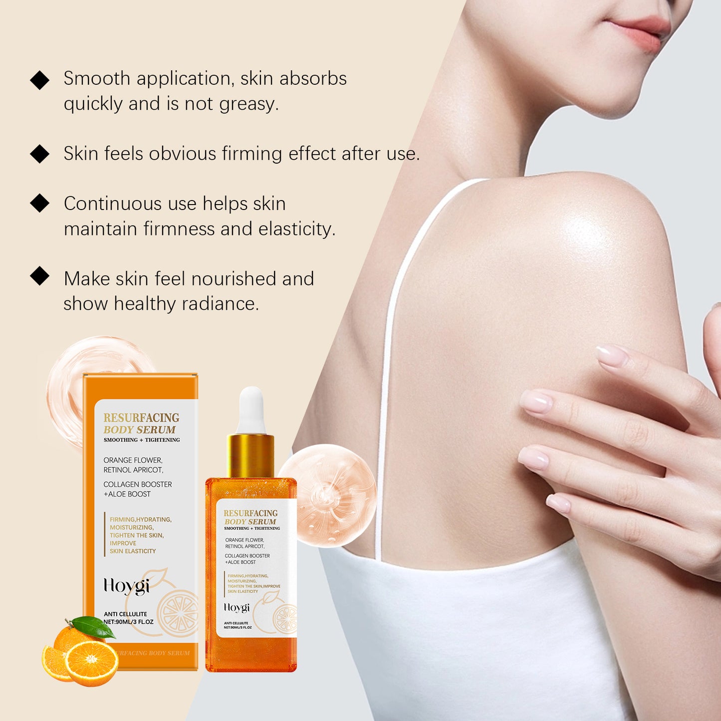 Hoygi Anti-Cellulite Body Firming Serum Anti-Wrinkle Balancing Oil and Water Delicate Skin Serum