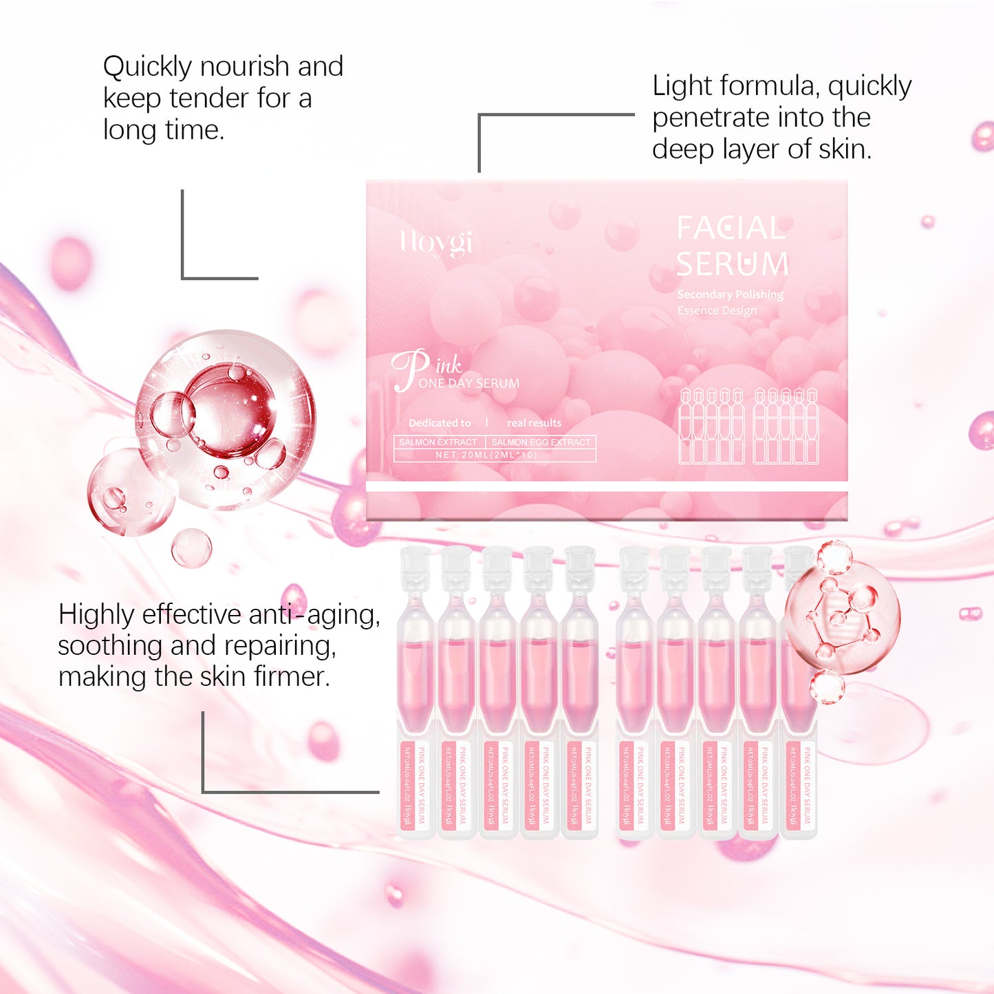 Hoygi Firming and Moisturizing Ampoule Serum Moisturizing Balancing Oil and Water Delicate Pores Softening Firming Skin