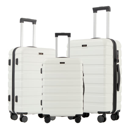 Luggage Sets 3 Piece ABS Hardside Suitcase with TSA Lock Spinner Wheels Travel Luggage(20/24/28in) Lightweight & Durable Luggage Family Travel Description