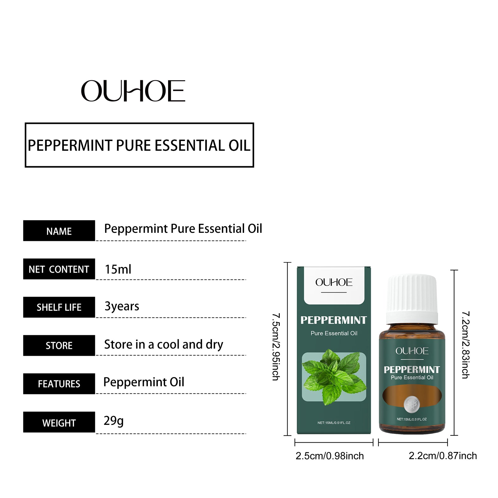 OUHOE Mint Soothing Massage Essential Oil Skin Care Moisturizing Body Care Plant Essential Oil Massage Oil - Makeupforest